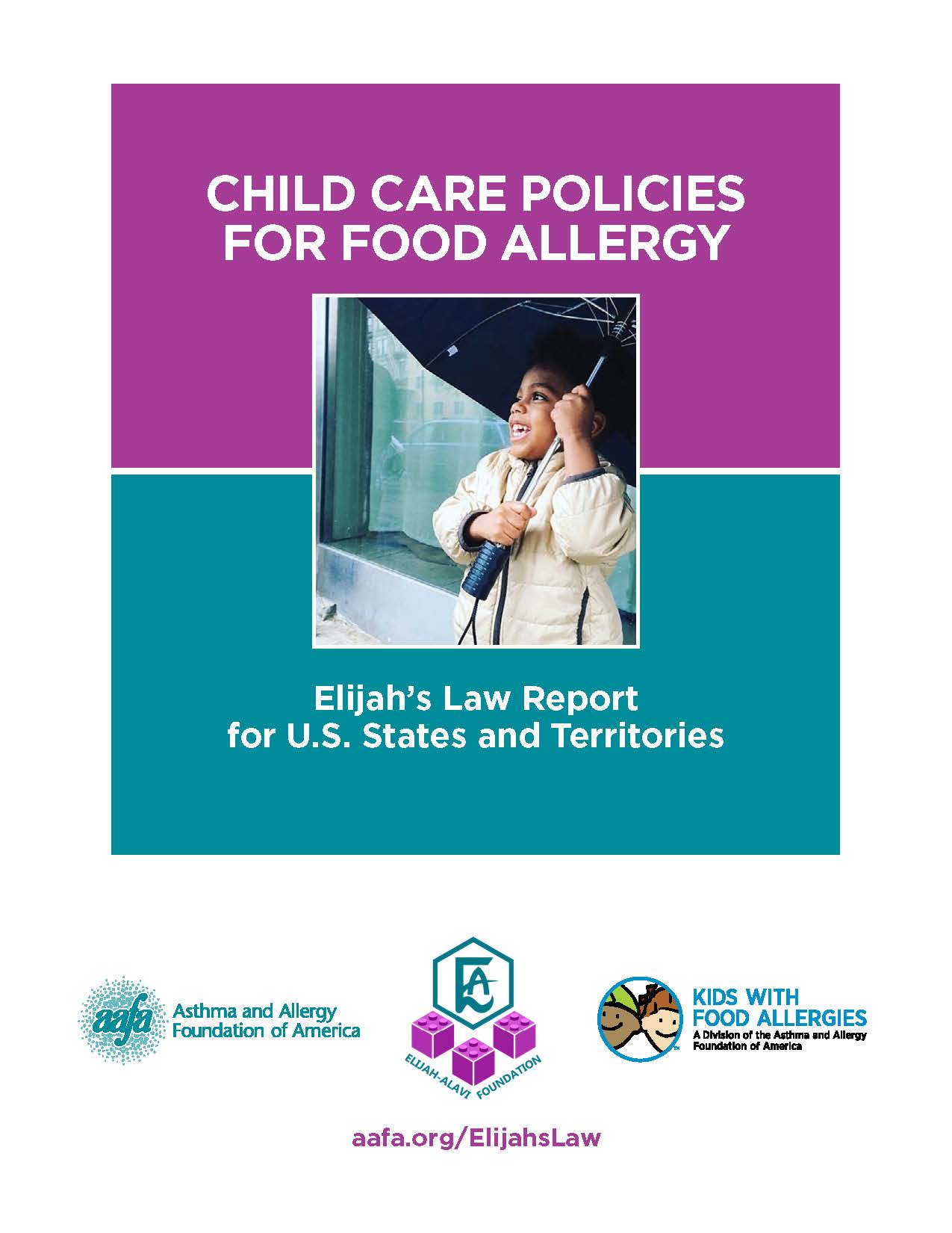 Young child holding umbrella food allergies child care settings Elijah's Law