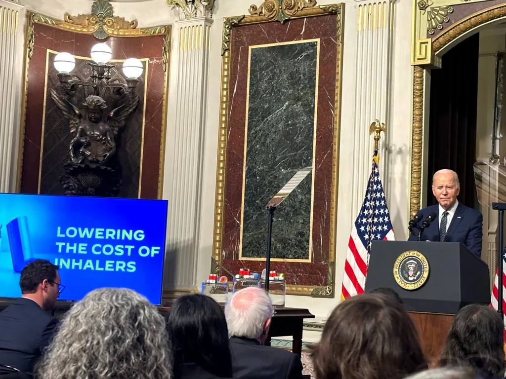 President Biden speaking on asthma inhaler costs